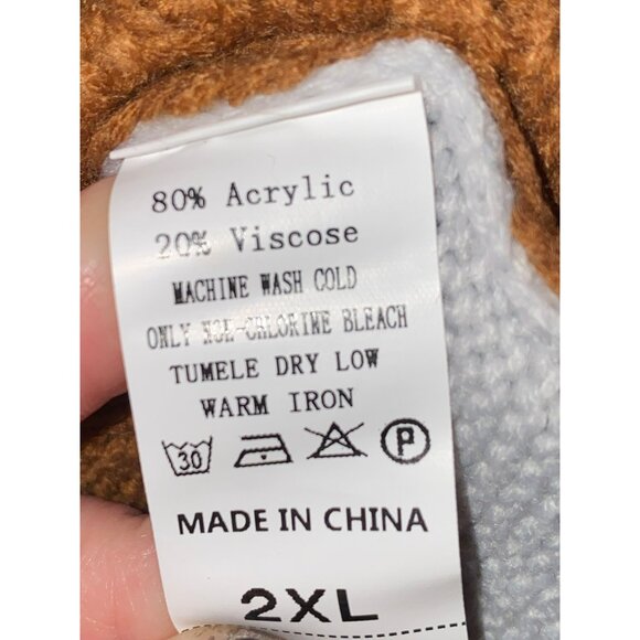 New Colorblock Long Cardigan With Fringe & Star Detail Button Closure Sunshine & - Picture 9 of 12